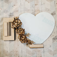 OL4348 - MDF Floral Heart - Freestanding or Hanging/no holes - Acrylic white, or clear or MDF Heart - Peony - Olifantjie - Wooden - MDF - Lasercut - Blank - Craft - Kit - Mixed Media - UK