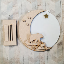 OL4632 - MDF  Circle - Freestanding or Hanging/no holes - Acrylic white, or clear or MDF Circle - Moon Bears - Olifantjie - Wooden - MDF - Lasercut - Blank - Craft - Kit - Mixed Media - UK