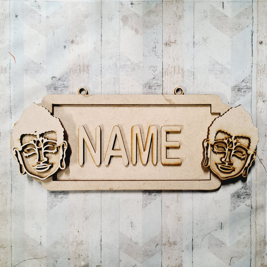 SS194 - MDF Buddha Head - Personalised Street Sign - Small (6 letters) - Olifantjie - Wooden - MDF - Lasercut - Blank - Craft - Kit - Mixed Media - UK