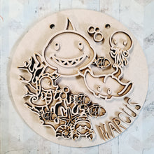 OL4716 - MDF Cut Doodles - Round Scene Personalised Plaque - Under the Sea - Olifantjie - Wooden - MDF - Lasercut - Blank - Craft - Kit - Mixed Media - UK