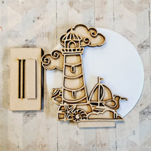 OL4665 - MDF  Circle - Freestanding or Hanging/no holes - Acrylic white, or clear or MDF Circle - Seaside Lighthouse - Olifantjie - Wooden - MDF - Lasercut - Blank - Craft - Kit - Mixed Media - UK