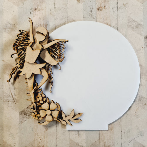 OL4766 - MDF  Circle - Freestanding or Hanging/no holes - Acrylic white, or clear or MDF Circle -  Layered Fairy - Olifantjie - Wooden - MDF - Lasercut - Blank - Craft - Kit - Mixed Media - UK