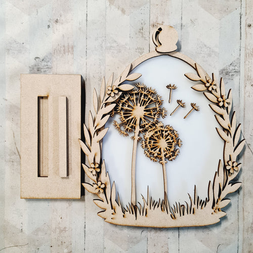 OL4762 - MDF Cloche - Freestanding or Hanging/no holes - Acrylic white, or clear or MDF Cloche - Dandelion Clock - Olifantjie - Wooden - MDF - Lasercut - Blank - Craft - Kit - Mixed Media - UK