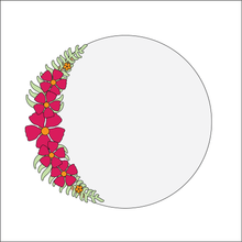 OL4337 - MDF Floral Circle - Freestanding or Hanging/no holes - Acrylic white, or clear or MDF Circle - Folk Flower - Olifantjie - Wooden - MDF - Lasercut - Blank - Craft - Kit - Mixed Media - UK