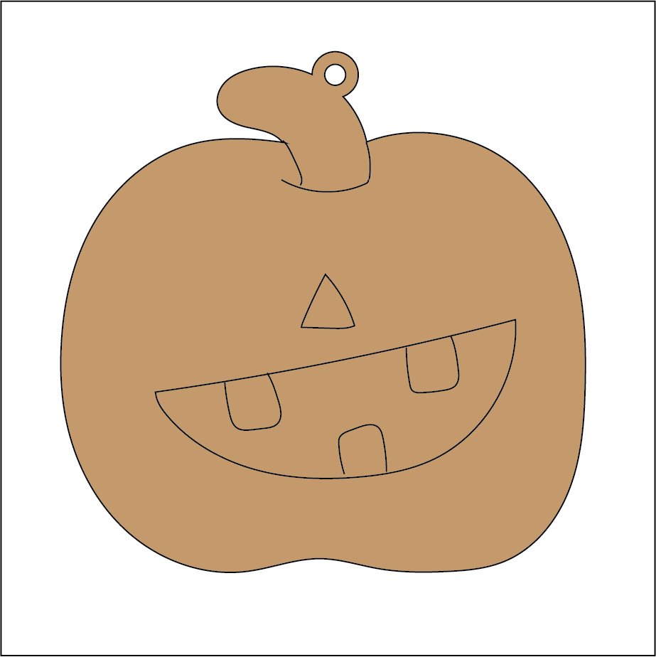 NO192 - MDF Halloween Autumn Pumpkin 1 Engraved Hanging Bauble - Olifantjie - Wooden - MDF - Lasercut - Blank - Craft - Kit - Mixed Media - UK