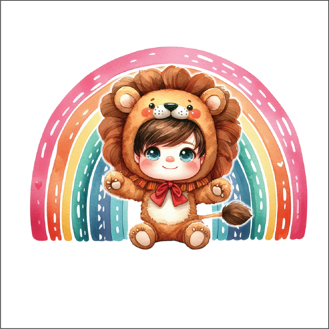 UV059 - UVDTF - Decal only Dress up child lion 2 rainbow - Olifantjie - Wooden - MDF - Lasercut - Blank - Craft - Kit - Mixed Media - UK