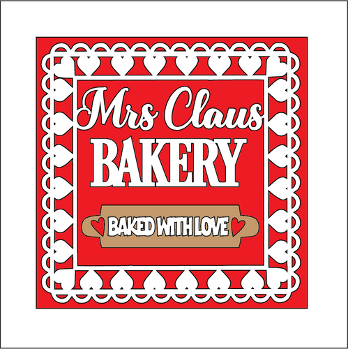 OL5273 - MDF Ladder Insert Tile - Mrs Claus Bakery - Olifantjie - Wooden - MDF - Lasercut - Blank - Craft - Kit - Mixed Media - UK