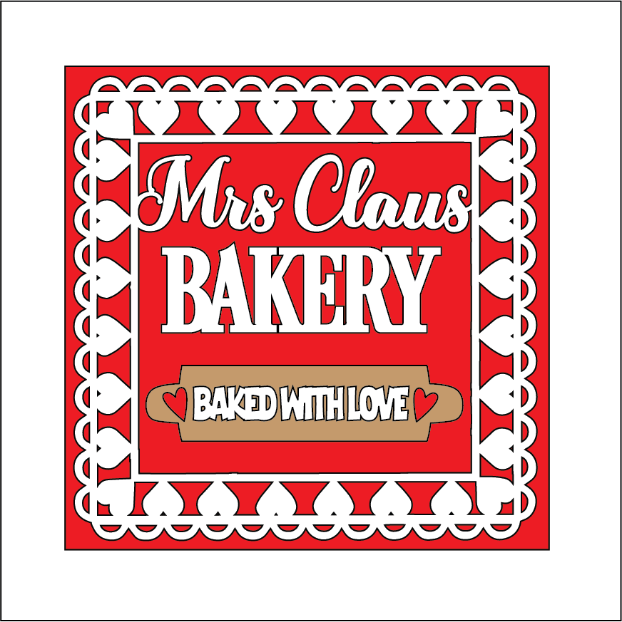 OL5273 - MDF Ladder Insert Tile - Mrs Claus Bakery - Olifantjie - Wooden - MDF - Lasercut - Blank - Craft - Kit - Mixed Media - UK