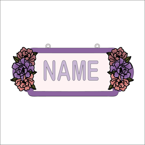 SS203 - MDF Floral Flower style 2 - Personalised Street Sign - Small (6 letters) - Olifantjie - Wooden - MDF - Lasercut - Blank - Craft - Kit - Mixed Media - UK