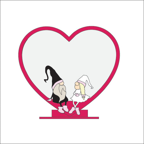 OL4765 - MDF Heart - Freestanding or Hanging/no holes - Acrylic white, or clear or MDF Heart - Gnome Couple - Olifantjie - Wooden - MDF - Lasercut - Blank - Craft - Kit - Mixed Media - UK