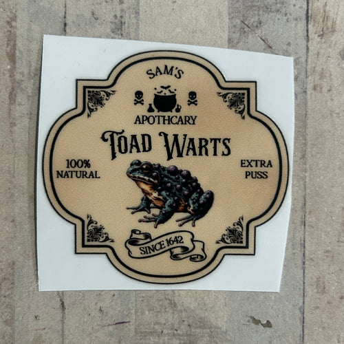 UV378 - UVDTF - DECAL ONLY - Personalised Vintage Style Potion Bottle Label - Mixed sizes - Toad Warts - Olifantjie - Wooden - MDF - Lasercut - Blank - Craft - Kit - Mixed Media - UK