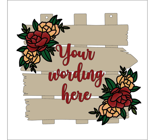 OL5564 - MDF Floral Flower Style 1 Personalised Layered Plank Plaque - Olifantjie - Wooden - MDF - Lasercut - Blank - Craft - Kit - Mixed Media - UK