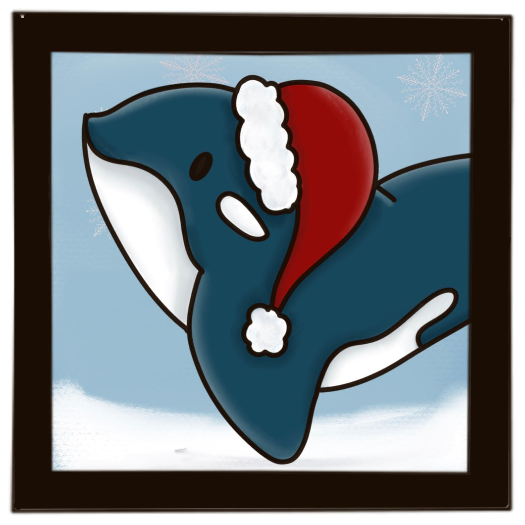 OL3564 - MDF Ladder Insert Tile - Doodle Cute Christmas Orca Whale - Olifantjie - Wooden - MDF - Lasercut - Blank - Craft - Kit - Mixed Media - UK