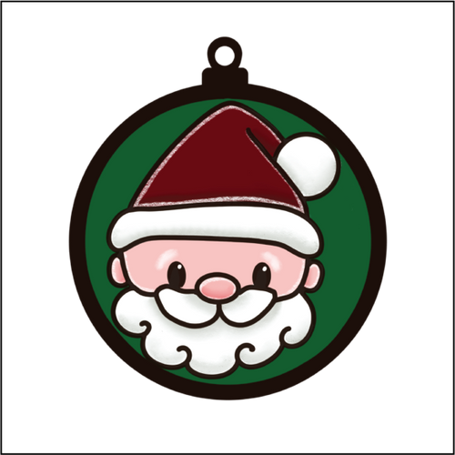 OL5503 - MDF Round Hanging - Doodle Christmas Bauble - Santa - Olifantjie - Wooden - MDF - Lasercut - Blank - Craft - Kit - Mixed Media - UK