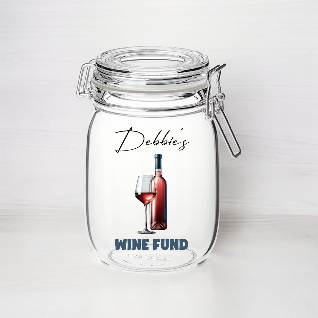 UV246 - Personalised Fund Jar UVDTF Decal - Wine Fund - Olifantjie - Wooden - MDF - Lasercut - Blank - Craft - Kit - Mixed Media - UK