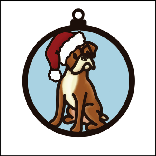 OL5487 - MDF Round Hanging - Doodle Christmas Bauble - Dog 1 - Olifantjie - Wooden - MDF - Lasercut - Blank - Craft - Kit - Mixed Media - UK