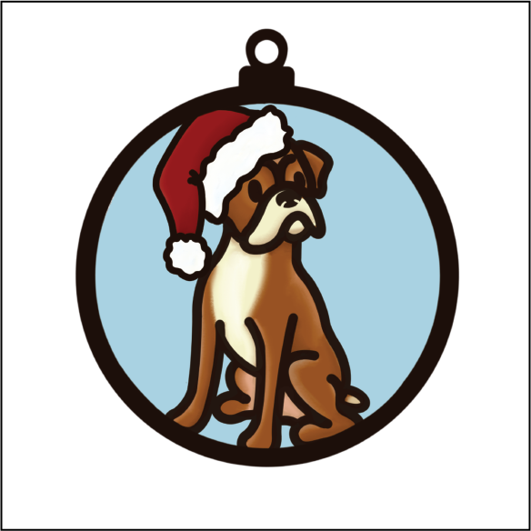 OL5487 - MDF Round Hanging - Doodle Christmas Bauble - Dog 1 - Olifantjie - Wooden - MDF - Lasercut - Blank - Craft - Kit - Mixed Media - UK