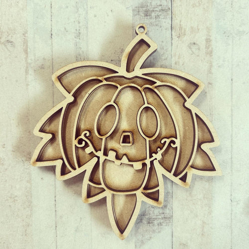 OL3652  - MDF Doodle Maple Leaf Pumpkin Hanging - with or without banner (Copy) (Copy) - Olifantjie - Wooden - MDF - Lasercut - Blank - Craft - Kit - Mixed Media - UK