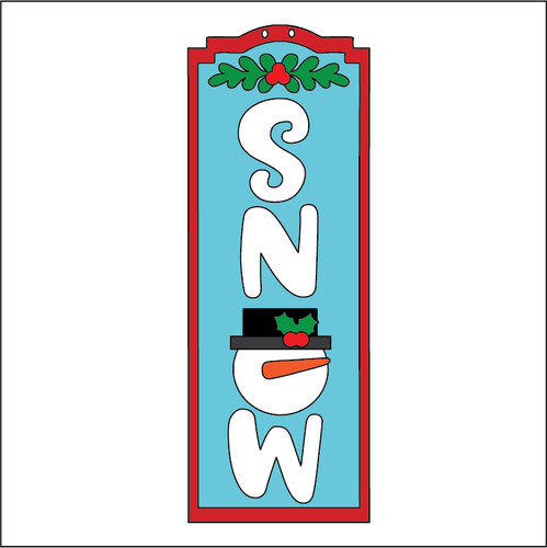 NO254 - MDF 2 Sizes Christmas ' Snow' Winter Snowman sign Hanging Bauble - Olifantjie - Wooden - MDF - Lasercut - Blank - Craft - Kit - Mixed Media - UK