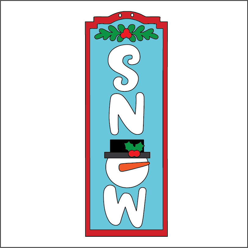 NO254 - MDF 2 Sizes Christmas ' Snow' Winter Snowman sign Hanging Bauble - Olifantjie - Wooden - MDF - Lasercut - Blank - Craft - Kit - Mixed Media - UK