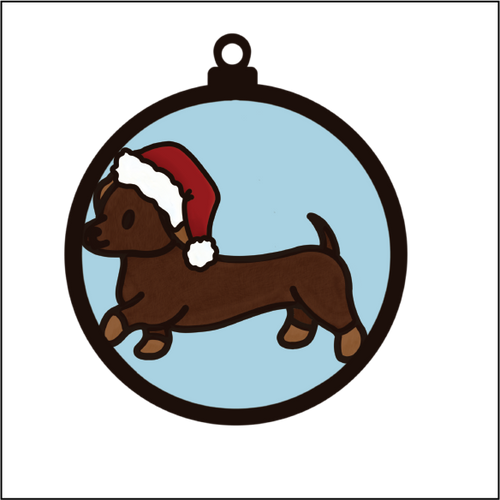 OL5488 - MDF Round Hanging - Doodle Christmas Bauble - Dog 2 - Olifantjie - Wooden - MDF - Lasercut - Blank - Craft - Kit - Mixed Media - UK