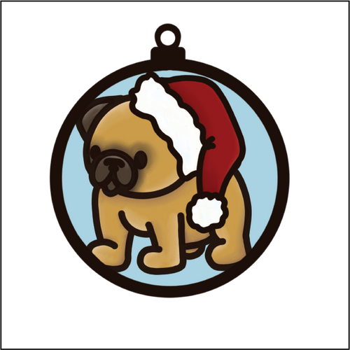 OL5489 - MDF Round Hanging - Doodle Christmas Bauble - Dog 3 - Olifantjie - Wooden - MDF - Lasercut - Blank - Craft - Kit - Mixed Media - UK