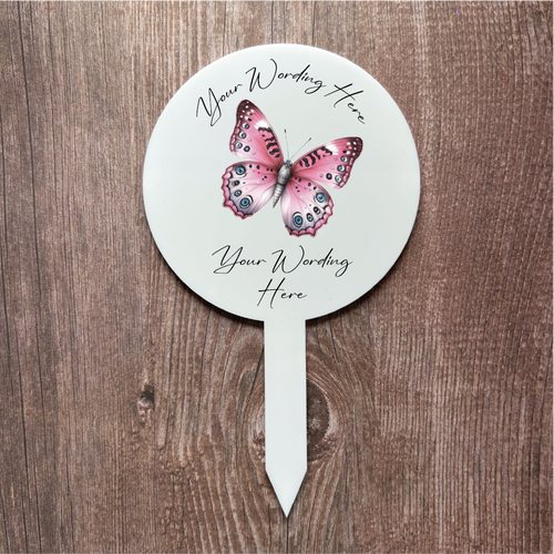 UV809 - Acrylic and UVDTF Personalised Grave /  Garden Marker - Butterfly 2 - Olifantjie - Wooden - MDF - Lasercut - Blank - Craft - Kit - Mixed Media - UK