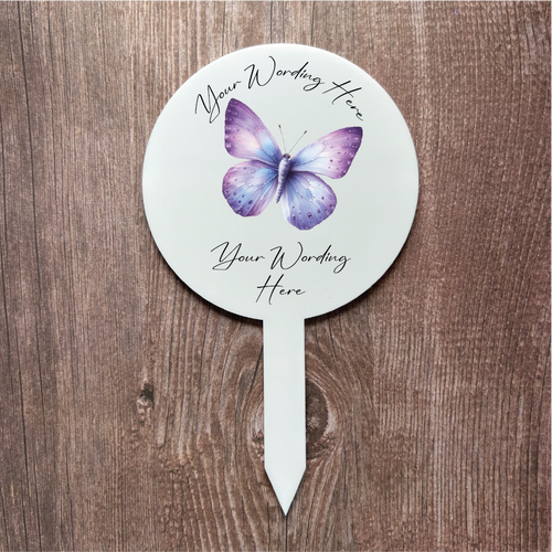 UV810 - Acrylic and UVDTF Personalised Grave /  Garden Marker - Butterfly 3 - Olifantjie - Wooden - MDF - Lasercut - Blank - Craft - Kit - Mixed Media - UK