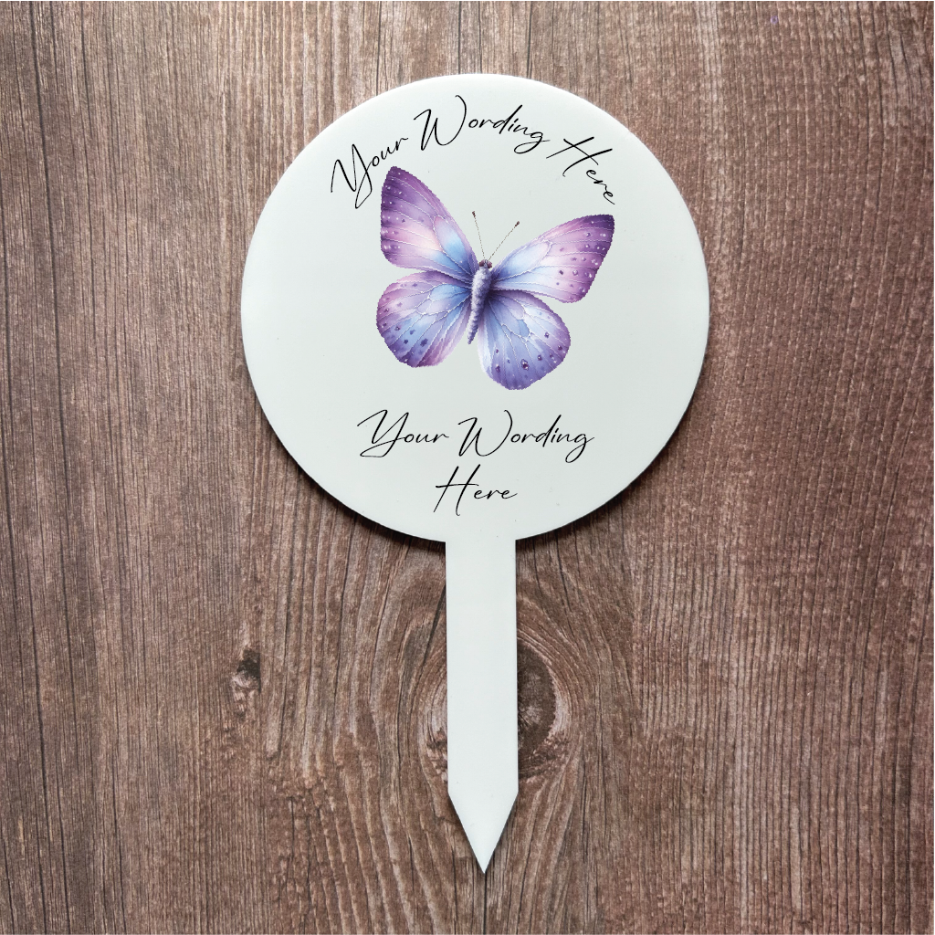 UV810 - Acrylic and UVDTF Personalised Grave /  Garden Marker - Butterfly 3 - Olifantjie - Wooden - MDF - Lasercut - Blank - Craft - Kit - Mixed Media - UK