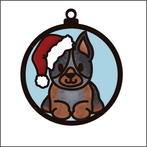 OL5490 - MDF Round Hanging - Doodle Christmas Bauble - Dog 4 - Olifantjie - Wooden - MDF - Lasercut - Blank - Craft - Kit - Mixed Media - UK