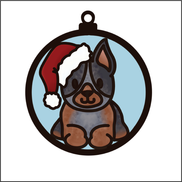 OL5490 - MDF Round Hanging - Doodle Christmas Bauble - Dog 4 - Olifantjie - Wooden - MDF - Lasercut - Blank - Craft - Kit - Mixed Media - UK