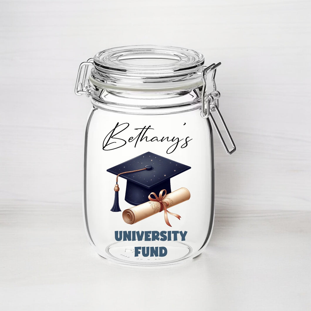 UV260 - Personalised Fund Jar UVDTF Decal - University Fund - Olifantjie - Wooden - MDF - Lasercut - Blank - Craft - Kit - Mixed Media - UK