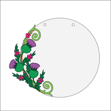 OL4335 - MDF Floral Circle - Freestanding or Hanging/no holes - Acrylic white, or clear or MDF Circle - Thistle - Olifantjie - Wooden - MDF - Lasercut - Blank - Craft - Kit - Mixed Media - UK