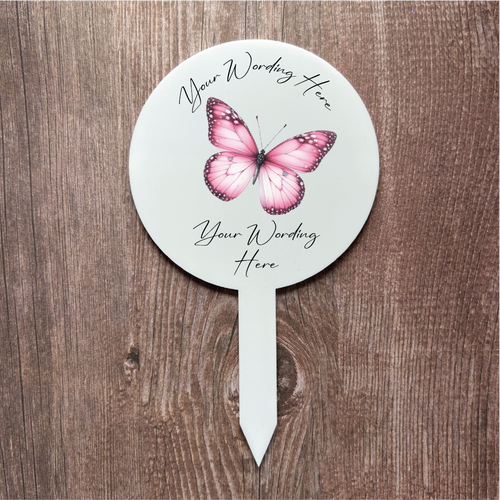 UV811 - Acrylic and UVDTF Personalised Grave /  Garden Marker - Butterfly 4 - Olifantjie - Wooden - MDF - Lasercut - Blank - Craft - Kit - Mixed Media - UK