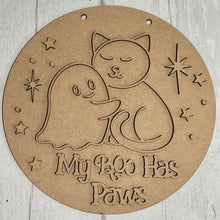 OL6153 - MDF Ghost Cat Quote Themed Round Plaque 4 quote options!