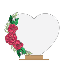 OL4343 - MDF Floral Heart - Freestanding or Hanging/no holes - Acrylic white, or clear or MDF Heart - Rose - Olifantjie - Wooden - MDF - Lasercut - Blank - Craft - Kit - Mixed Media - UK