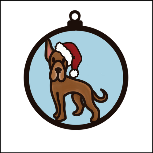 OL5492 - MDF Round Hanging - Doodle Christmas Bauble - Dog 6 - Olifantjie - Wooden - MDF - Lasercut - Blank - Craft - Kit - Mixed Media - UK