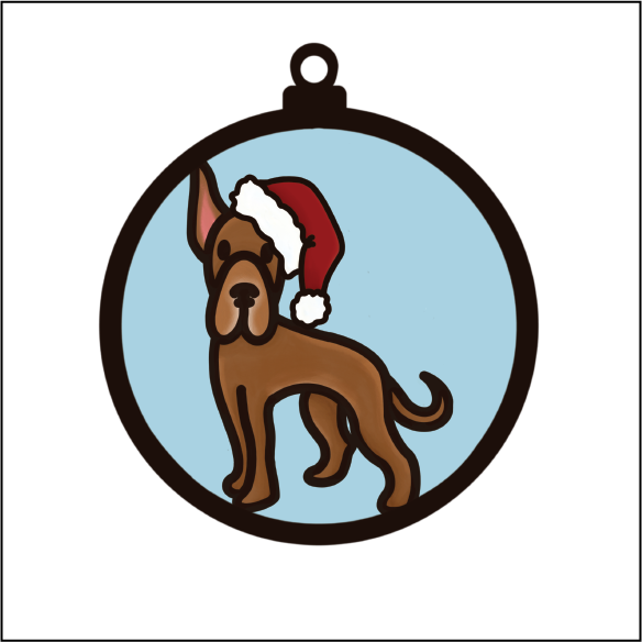 OL5492 - MDF Round Hanging - Doodle Christmas Bauble - Dog 6 - Olifantjie - Wooden - MDF - Lasercut - Blank - Craft - Kit - Mixed Media - UK