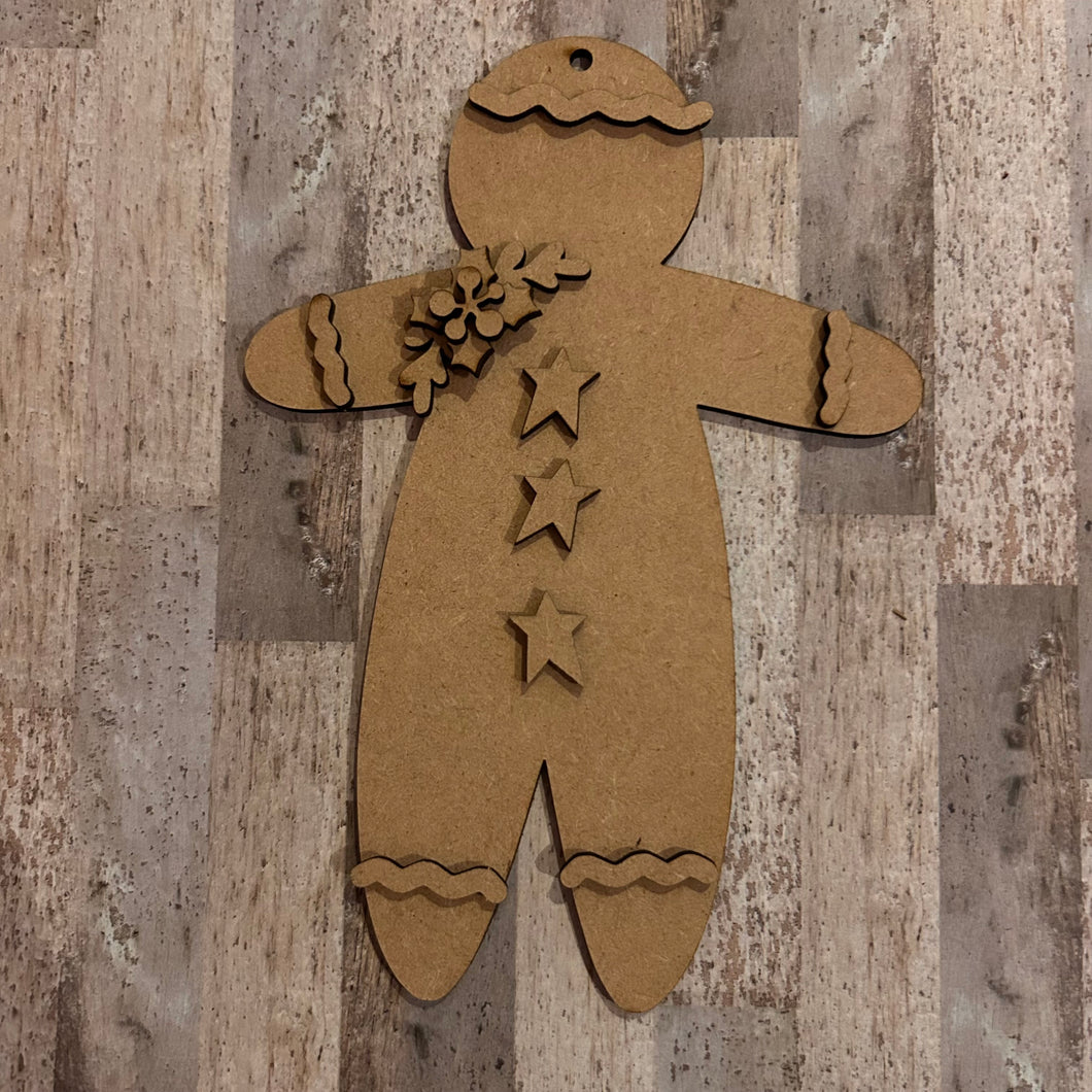 NO860C - MDF Gingerbread Style C Christmas hanging decoration - 2 sizes - Olifantjie - Wooden - MDF - Lasercut - Blank - Craft - Kit - Mixed Media - UK