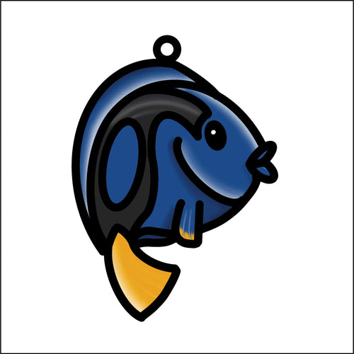 OL4619 - MDF Doodle Cute Animal Hanging Sealife  - Fish 2 - Olifantjie - Wooden - MDF - Lasercut - Blank - Craft - Kit - Mixed Media - UK