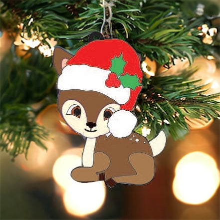 OL3760 - MDF  - Cute Santa Deer - Olifantjie - Wooden - MDF - Lasercut - Blank - Craft - Kit - Mixed Media - UK