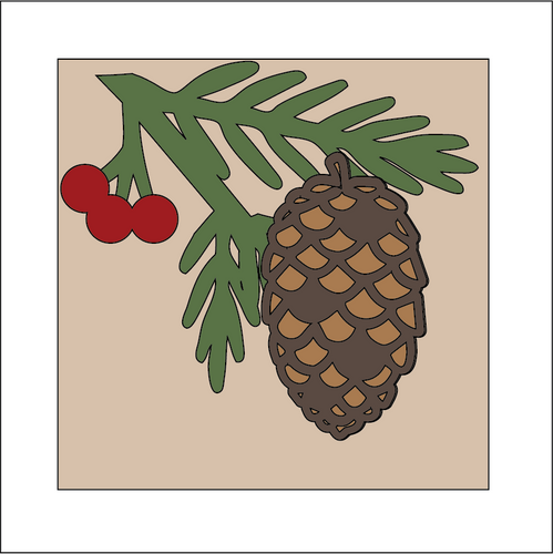 OL5255 - MDF Ladder Insert Tile - Fir Cone - Olifantjie - Wooden - MDF - Lasercut - Blank - Craft - Kit - Mixed Media - UK