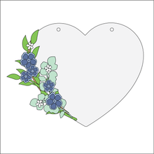 OL4350 - MDF Floral Heart - Freestanding or Hanging/no holes - Acrylic white, or clear or MDF Heart - Forget me not - Olifantjie - Wooden - MDF - Lasercut - Blank - Craft - Kit - Mixed Media - UK