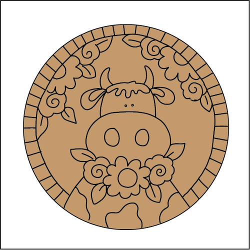 NO508 - MDF 2 Sizes Magnet sized Engraved - Cow Roses - Olifantjie - Wooden - MDF - Lasercut - Blank - Craft - Kit - Mixed Media - UK