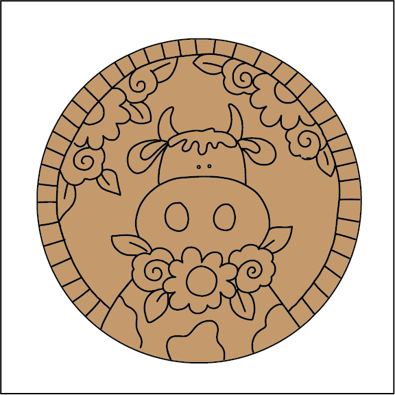 NO508 - MDF 2 Sizes Magnet sized Engraved - Cow Roses - Olifantjie - Wooden - MDF - Lasercut - Blank - Craft - Kit - Mixed Media - UK