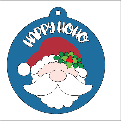 NO364 - MDF 2 Sizes Christmas  Hanging Bauble - Santa Ho Ho - Olifantjie - Wooden - MDF - Lasercut - Blank - Craft - Kit - Mixed Media - UK