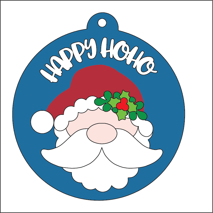 NO364 - MDF 2 Sizes Christmas  Hanging Bauble - Santa Ho Ho - Olifantjie - Wooden - MDF - Lasercut - Blank - Craft - Kit - Mixed Media - UK