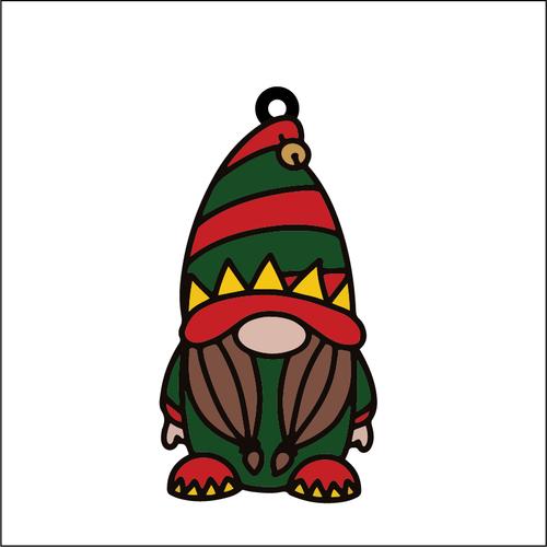 OL5523 - MDF Doodle Character Christmas Hanging Bauble - Gnome - Female Elf - Olifantjie - Wooden - MDF - Lasercut - Blank - Craft - Kit - Mixed Media - UK