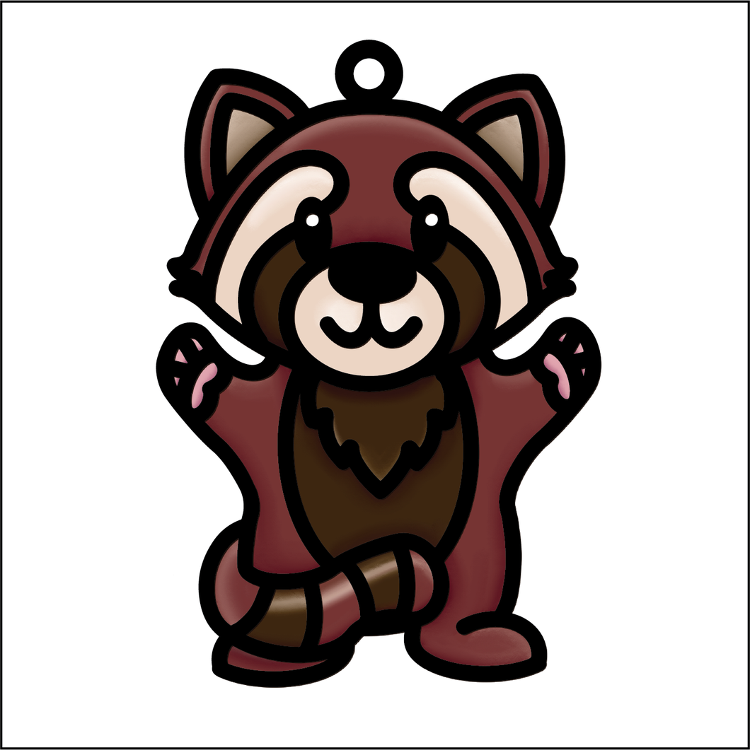 OL4865 - MDF Doodle Cute Animal Hanging - Red Panda 2 - Olifantjie - Wooden - MDF - Lasercut - Blank - Craft - Kit - Mixed Media - UK