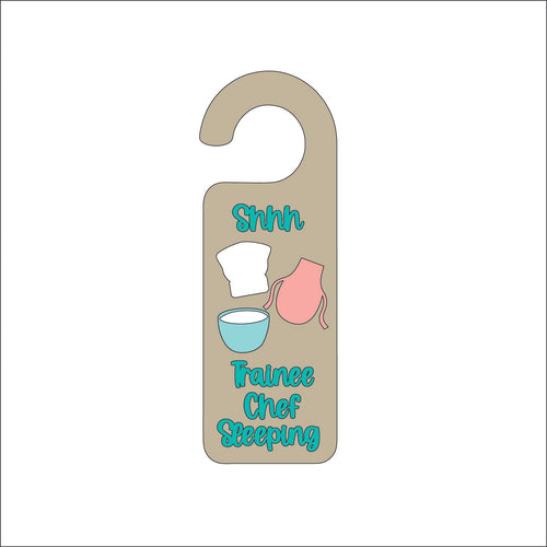 DH039 - Door Hanger - Shhh Trainee Chef Sleeping - Olifantjie - Wooden - MDF - Lasercut - Blank - Craft - Kit - Mixed Media - UK